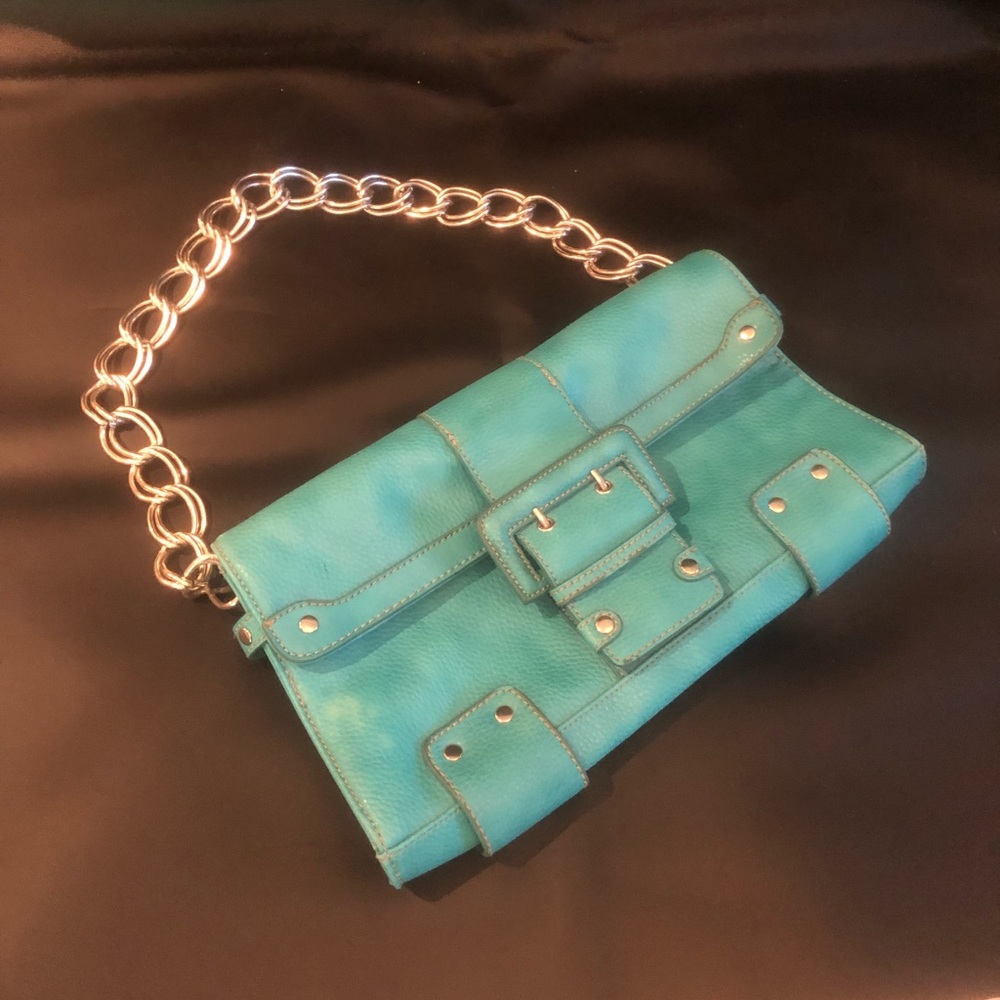 Turquoise studded bag